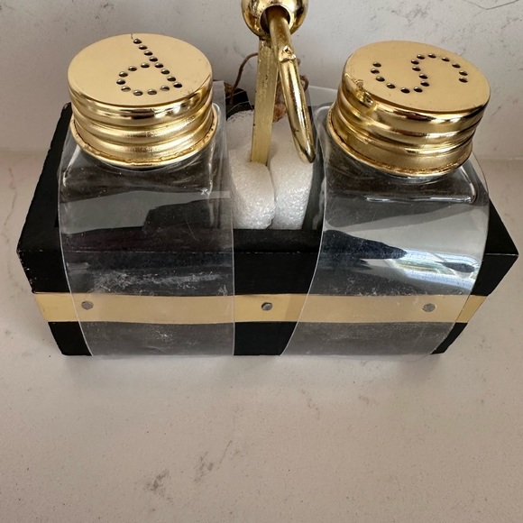 Salt and Pepper Shakers, Black and Gold - Picture 3 of 6